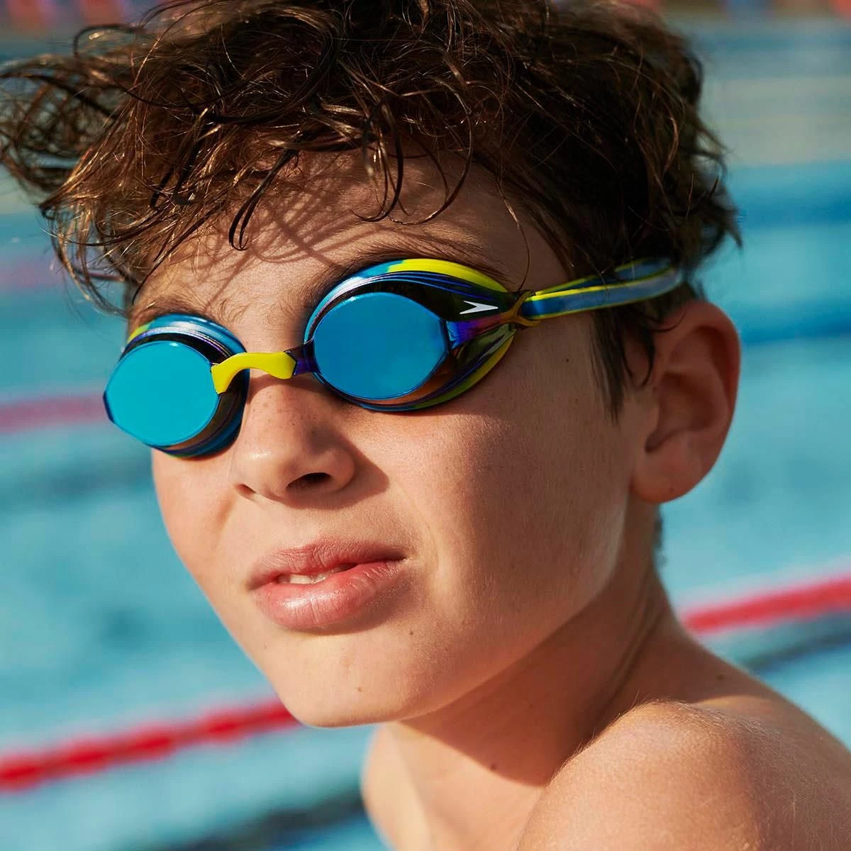 Speedo Vengeance Mirror Junior Goggles - Pool Blue/ Atomic Lime/ Ocean Blue - Image 5