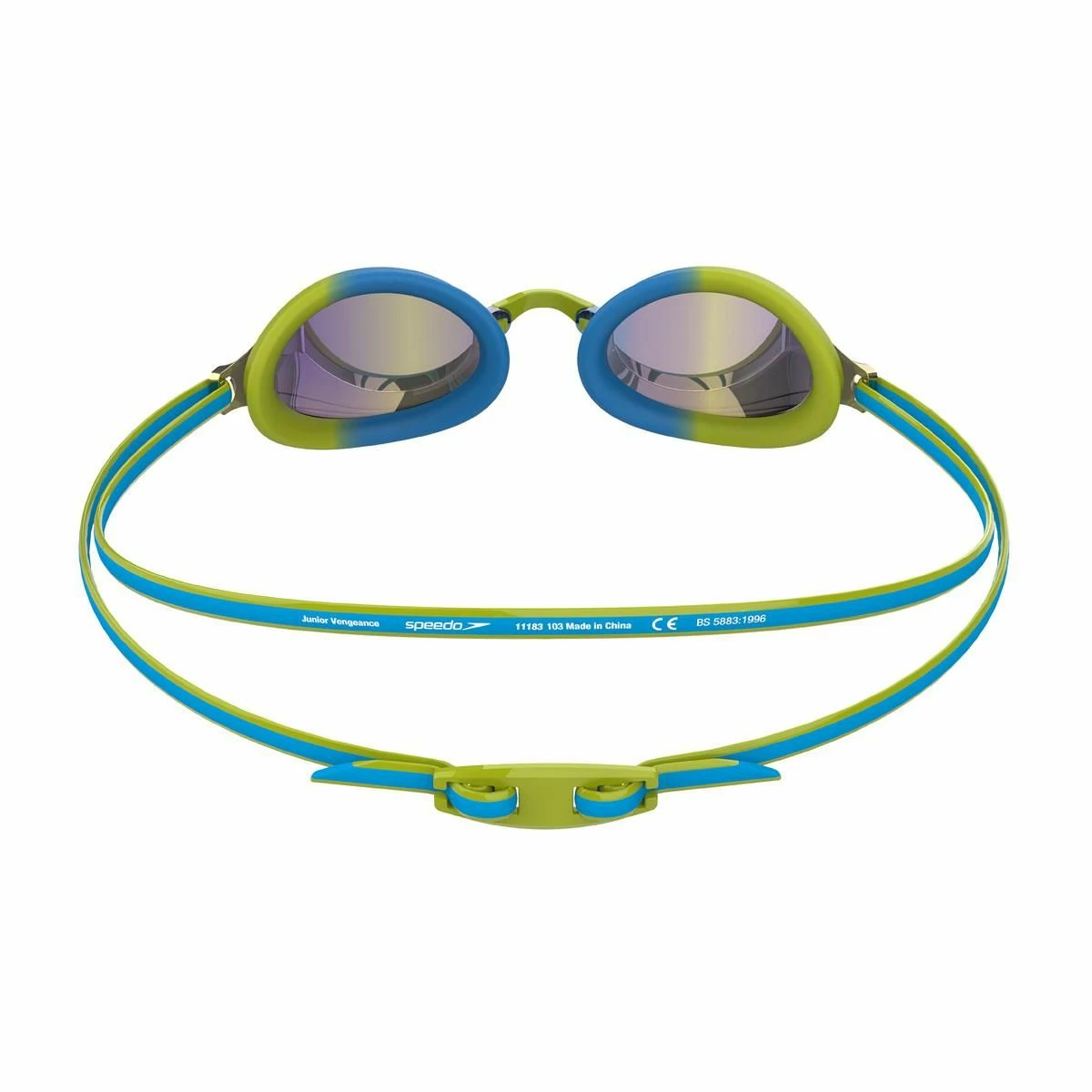 Speedo Vengeance Mirror Junior Goggles - Pool Blue/ Atomic Lime/ Ocean Blue - Image 2