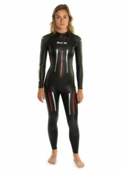 Dare2Tri Womens MACH3 S.7 Wetsuit - Black / Red