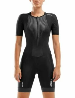2XU Women's Perform Zip Sleeved Trisuit - Black/Shadow